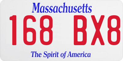 MA license plate 168BX8