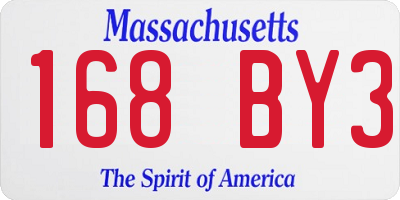 MA license plate 168BY3