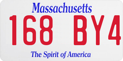 MA license plate 168BY4