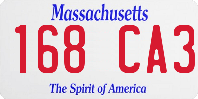 MA license plate 168CA3