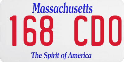 MA license plate 168CD0