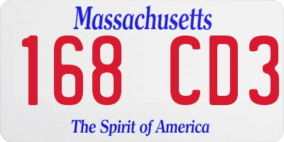MA license plate 168CD3