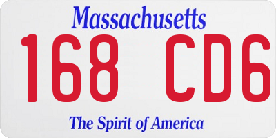 MA license plate 168CD6