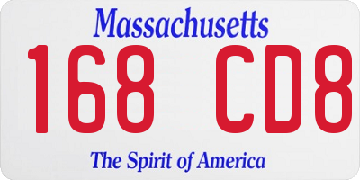 MA license plate 168CD8