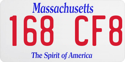 MA license plate 168CF8