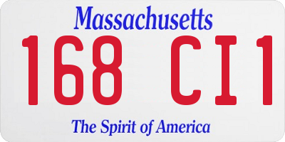 MA license plate 168CI1