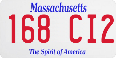 MA license plate 168CI2
