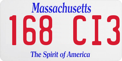 MA license plate 168CI3