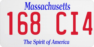 MA license plate 168CI4