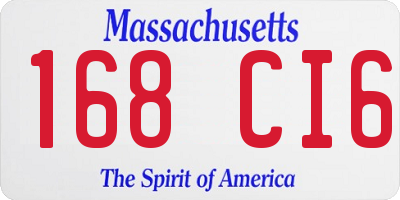 MA license plate 168CI6