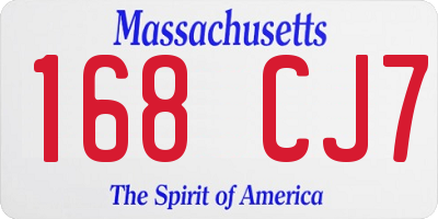 MA license plate 168CJ7