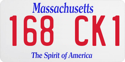 MA license plate 168CK1