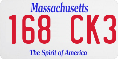 MA license plate 168CK3