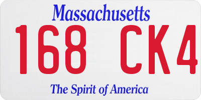 MA license plate 168CK4