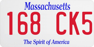 MA license plate 168CK5