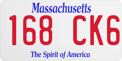MA license plate 168CK6