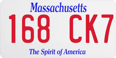 MA license plate 168CK7