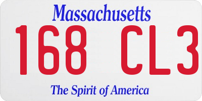 MA license plate 168CL3