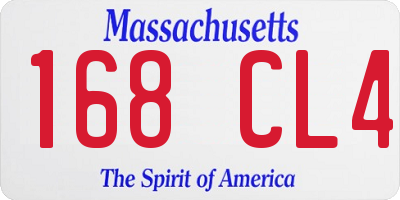 MA license plate 168CL4