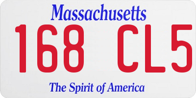 MA license plate 168CL5
