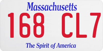 MA license plate 168CL7