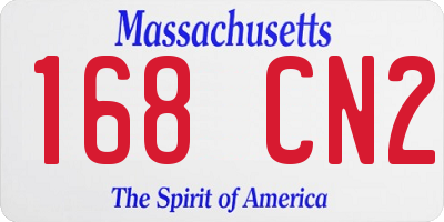 MA license plate 168CN2