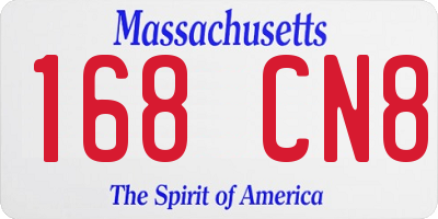 MA license plate 168CN8