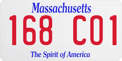 MA license plate 168CO1