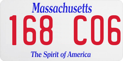 MA license plate 168CO6