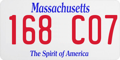 MA license plate 168CO7