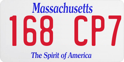 MA license plate 168CP7