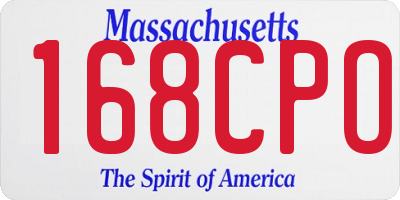 MA license plate 168CPO