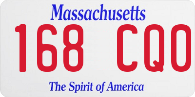 MA license plate 168CQ0