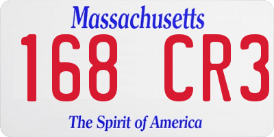MA license plate 168CR3