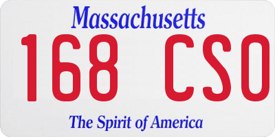 MA license plate 168CS0