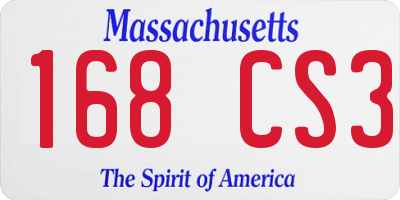 MA license plate 168CS3