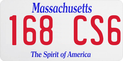 MA license plate 168CS6