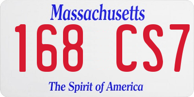 MA license plate 168CS7
