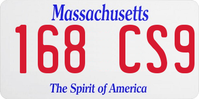MA license plate 168CS9