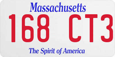 MA license plate 168CT3