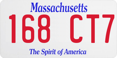 MA license plate 168CT7