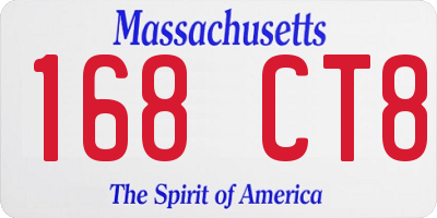 MA license plate 168CT8
