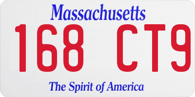MA license plate 168CT9