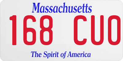 MA license plate 168CU0
