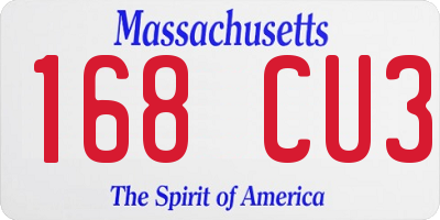 MA license plate 168CU3