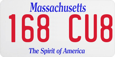 MA license plate 168CU8
