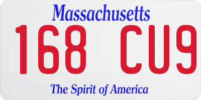MA license plate 168CU9