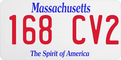 MA license plate 168CV2
