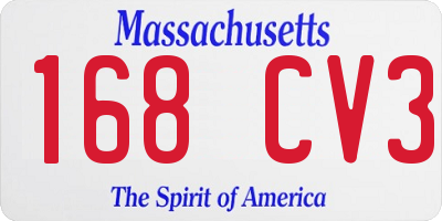 MA license plate 168CV3