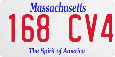 MA license plate 168CV4